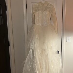 Vintage Satin and Lace Wedding Gown.  Sold as a display piece or to use material
